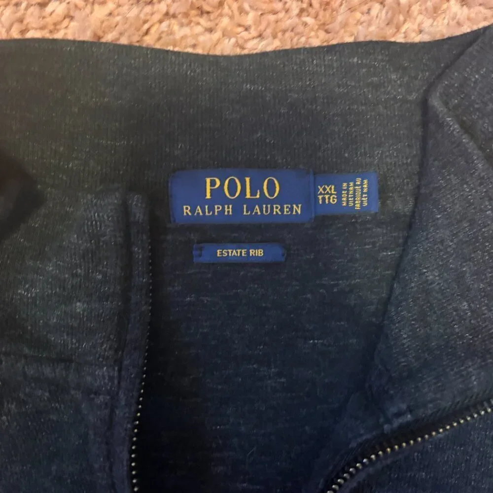 Polo Ralph Lauren Sweater Mens XXL Navy Estate Rib Half Zip Pullover Quarter Zip